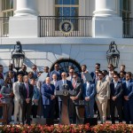 2024年5月31日，星期五，总统乔·拜登在白宫南草坪举行的2024年堪萨斯城酋长队超级碗锦标赛庆祝活动上发表讲话。