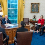 President Joe Biden receives a briefing on the 2024 wildfire season, Tuesday, September 17, 2024, in the Oval Office..(Official White House Photo by Adam Schultz)